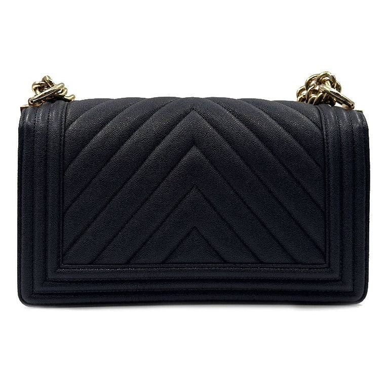 Chanel Caviar Chevron Boy Bag Medium