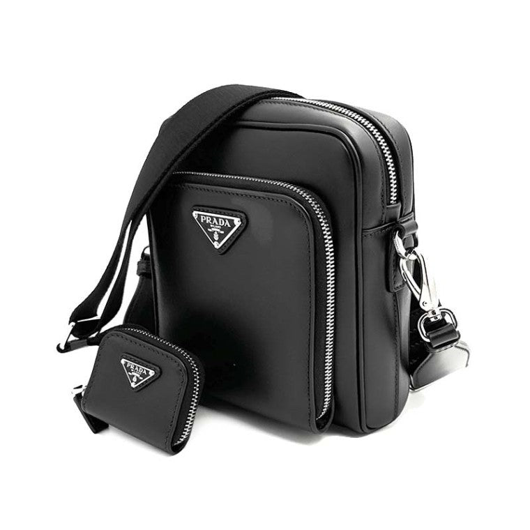 Prada Triangle Logo Pouch Leather Crossbody Bag (2VH168)