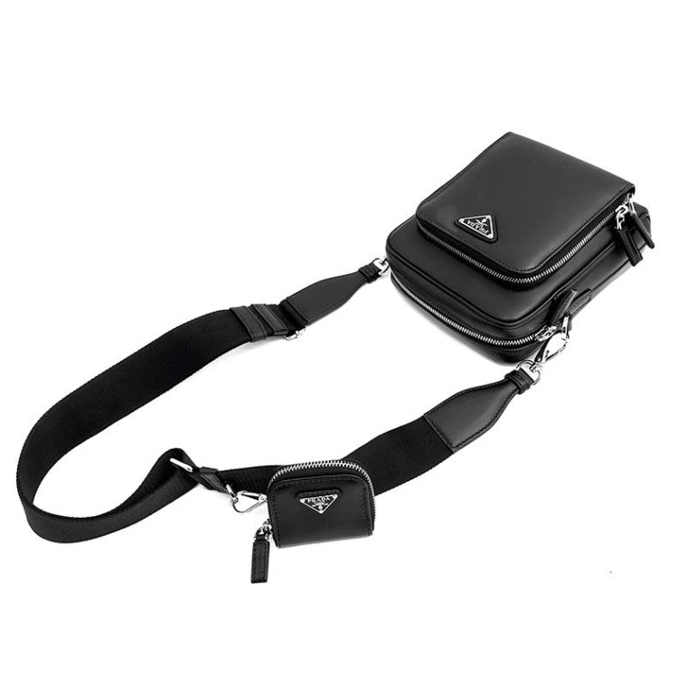 Prada Triangle Logo Pouch Leather Crossbody Bag (2VH168)