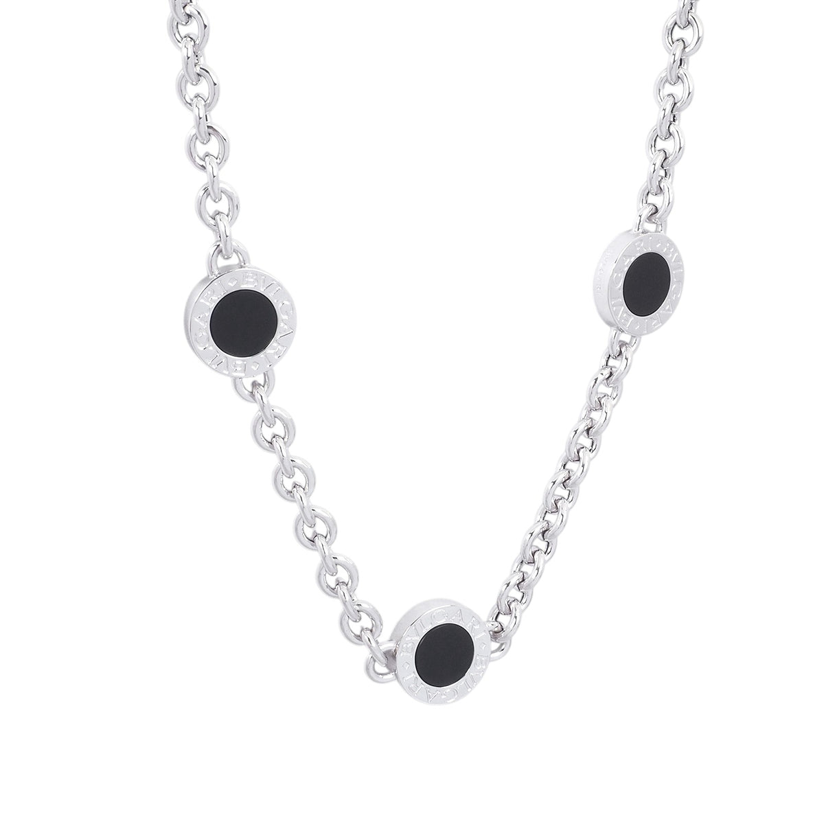 Bulgari White Gold BB Onyx Necklace