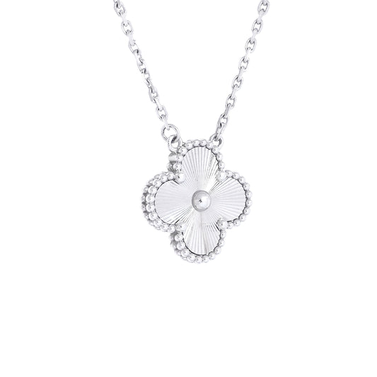 Van Cleef & Arpels VCARP9XG00 White Gold Guilloche Alhambra Vintage Necklace