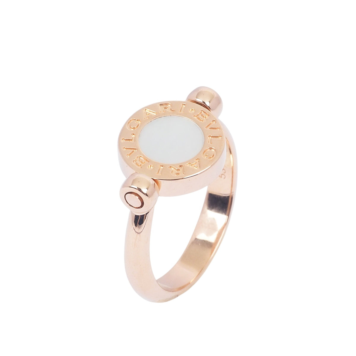 Bulgari 350540 Rose Gold BB Pearl Diamond Flip Ring