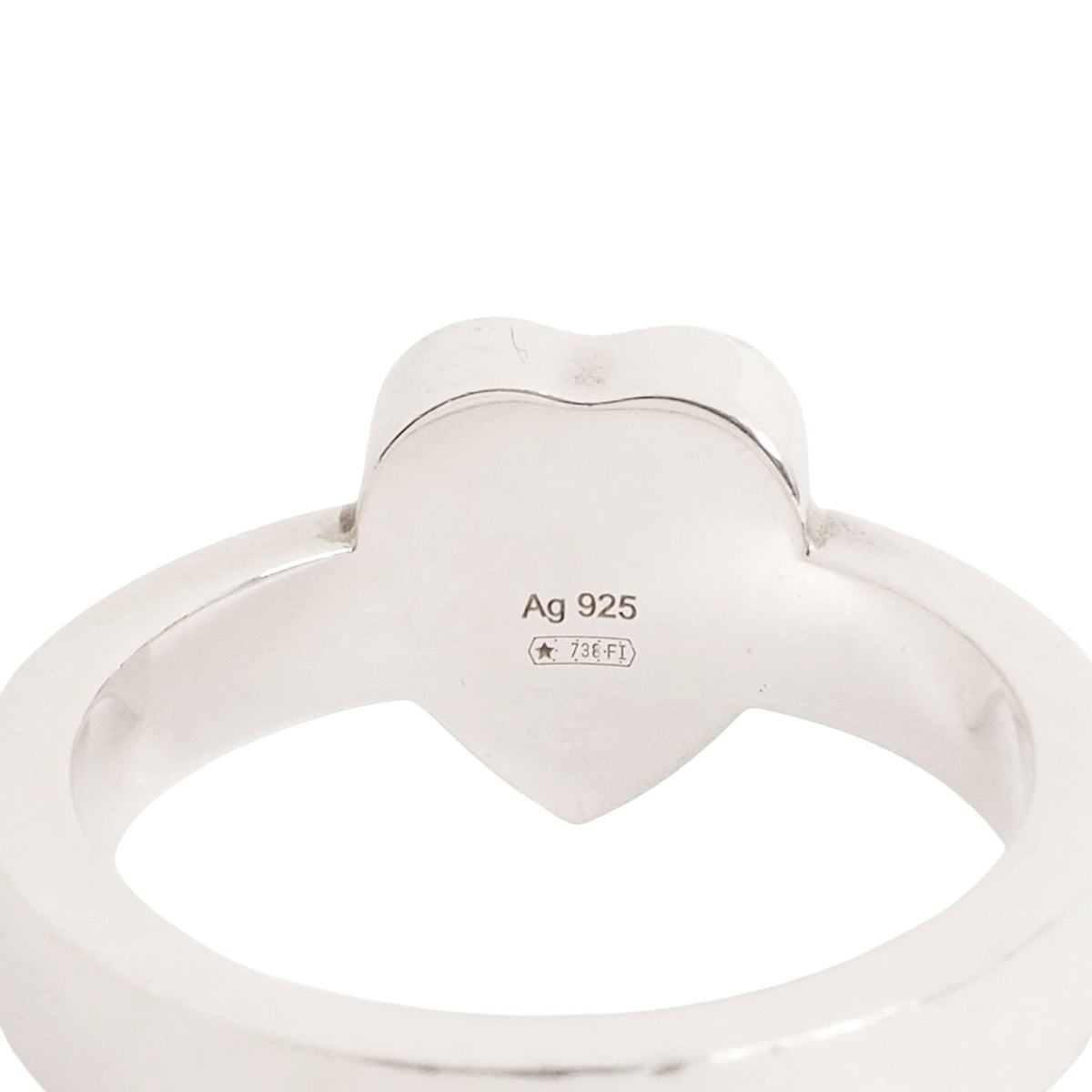 Gucci 223867 Silver Trademark Heart Pendant Ring