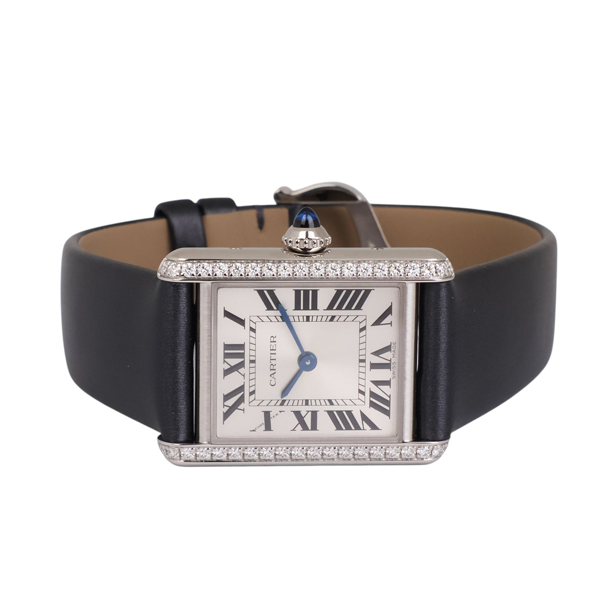 Cartier W4TA0031 Tank Must Diamond Quartz Small Leather Band Watch