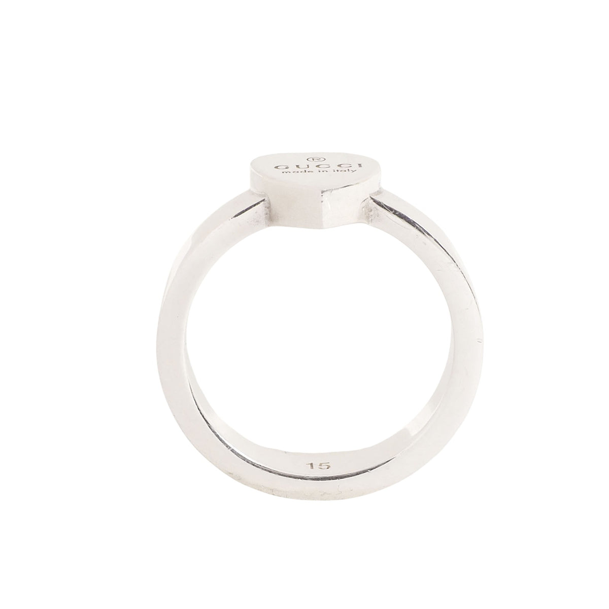 Gucci 223867 Silver Trademark Heart Pendant Ring