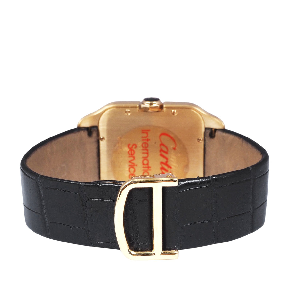 Cartier W2009351 Yellow Gold Santos-Dumont Quartz Leather Band Watch
